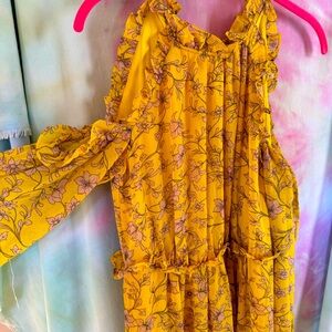 Avec Less Filles Yellow floral Long off shoulder maxi dress
